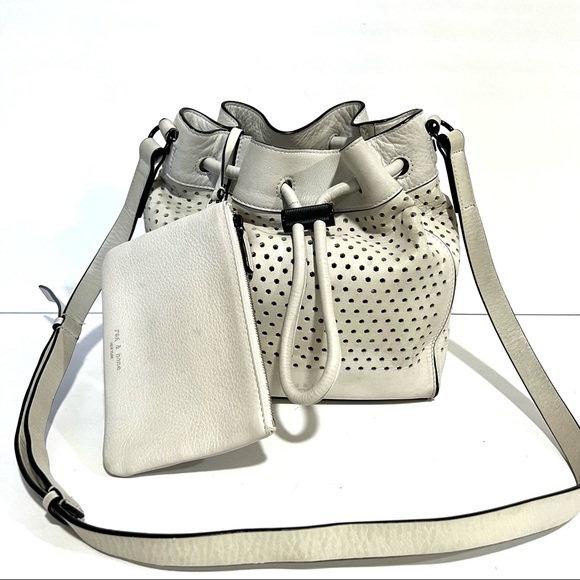 Rag & Bone 'Mini Aston' Perforated Leather Off White Ivory Cut-out Bucket Bag - Picture 4 of 14